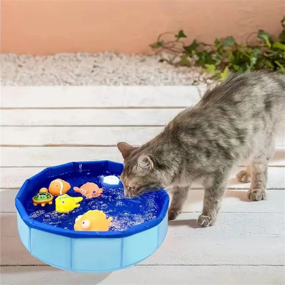 Cat Pool Toy Play Water Puppy Dog Cat Bath Pool Tub Toys Turtle Starfish Octopus Summer Cool Foldable Pet Cleaning Water Basin